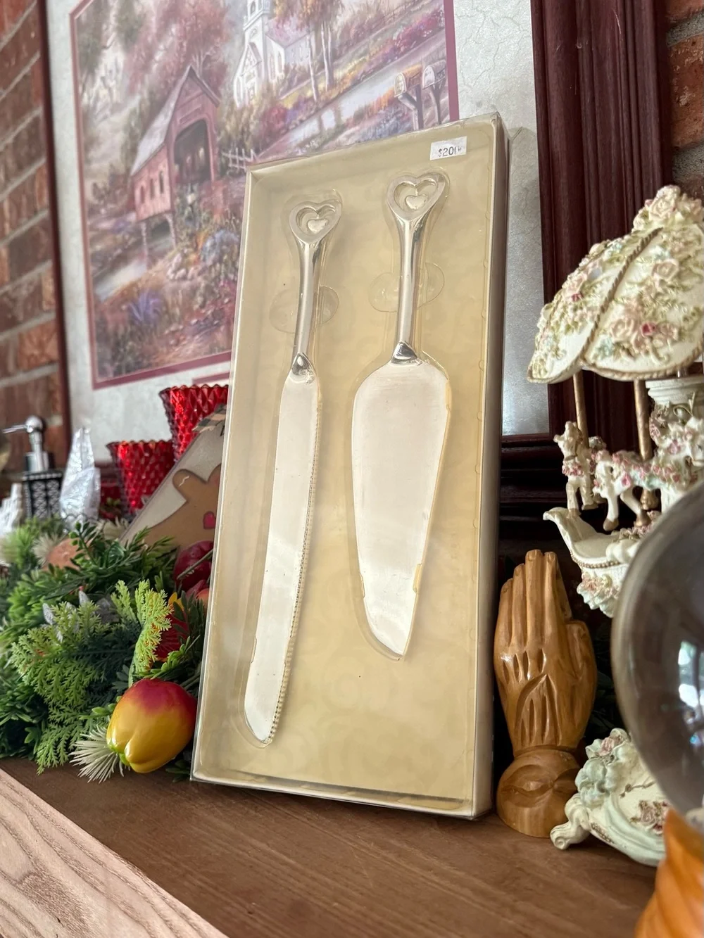 Lillian & Rose Silver Heart Cake Knife & Server Set NWT – New – $200